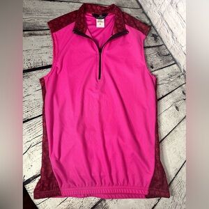 Canari 1/4 Zip Cycling Jersey Tank Top Pink Black Medium Athletic Triathlon